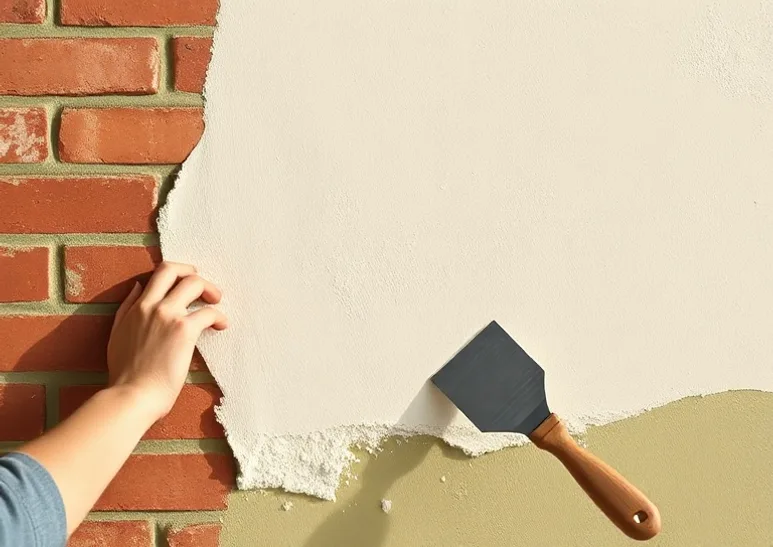 Application d'un enduit décoratif à la lisseuse sur un mur